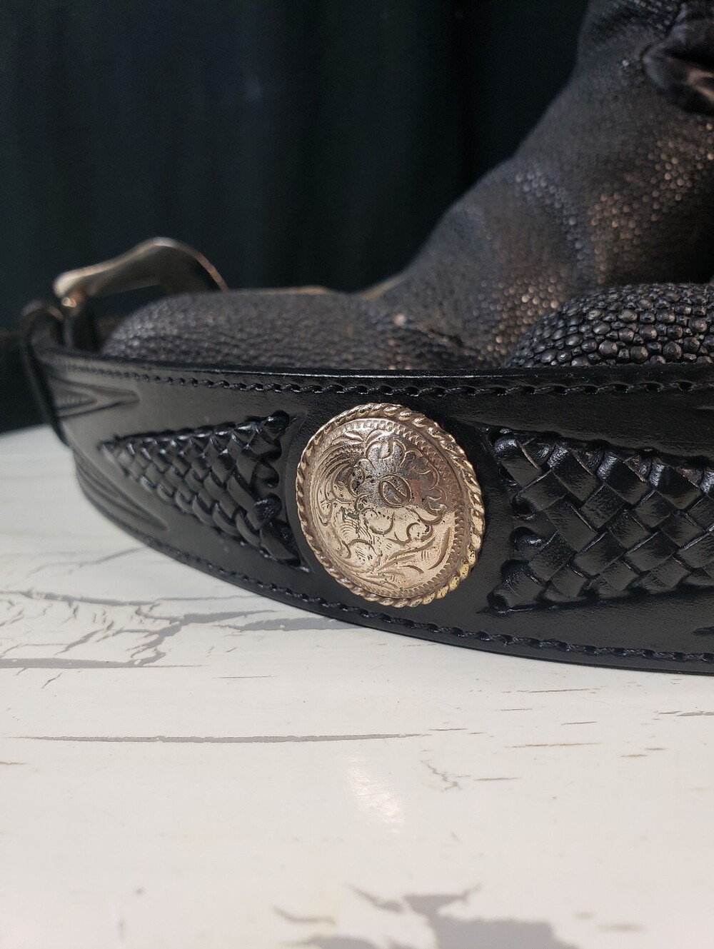 Tony Lama Cowboy Style Leather Belt style 77303 in Black - size 40 - Picture 4 of 16